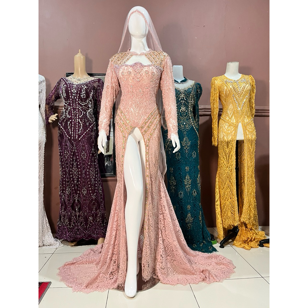 kebaya pengantin rosegold
