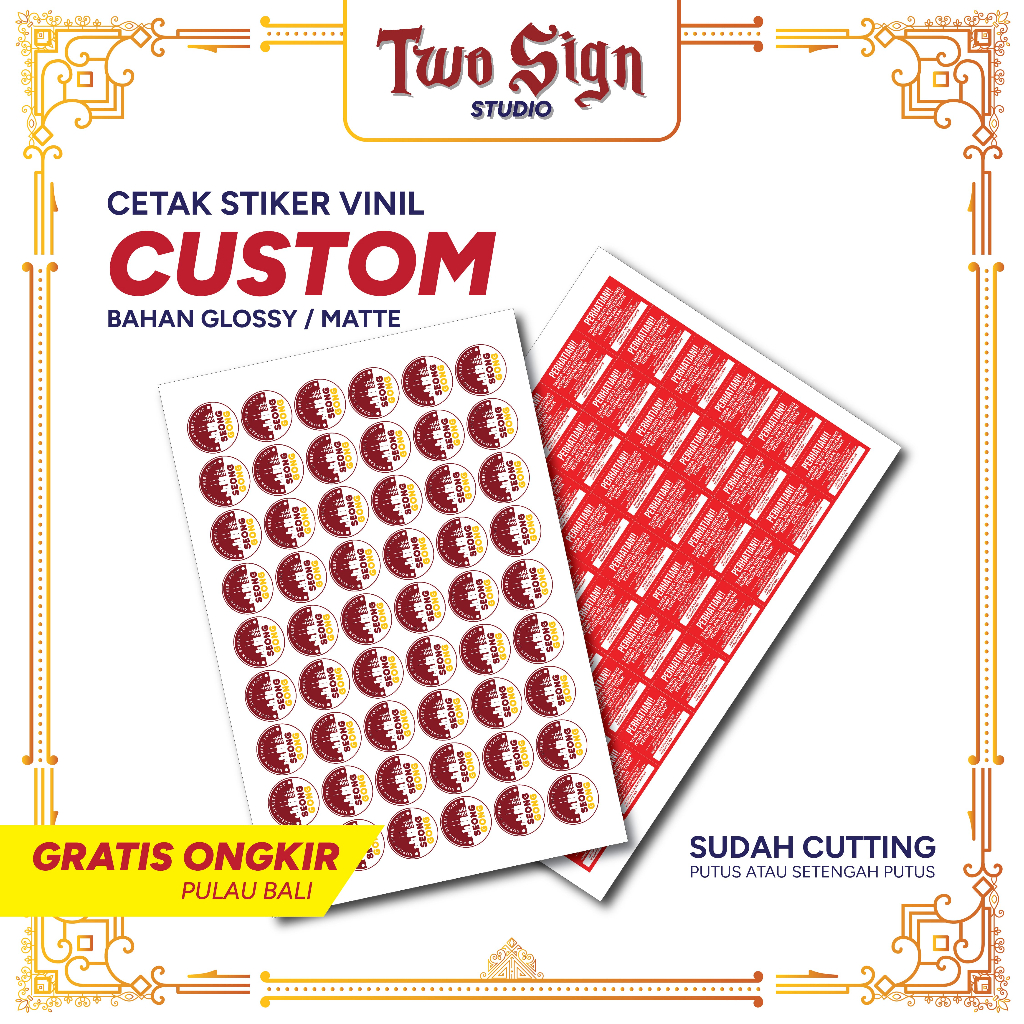 

STIKER VINIL GLOSSY / MATTE CUTTING LINGKARAN ATAU KOTAK KECIL CUSTOM GAMBAR