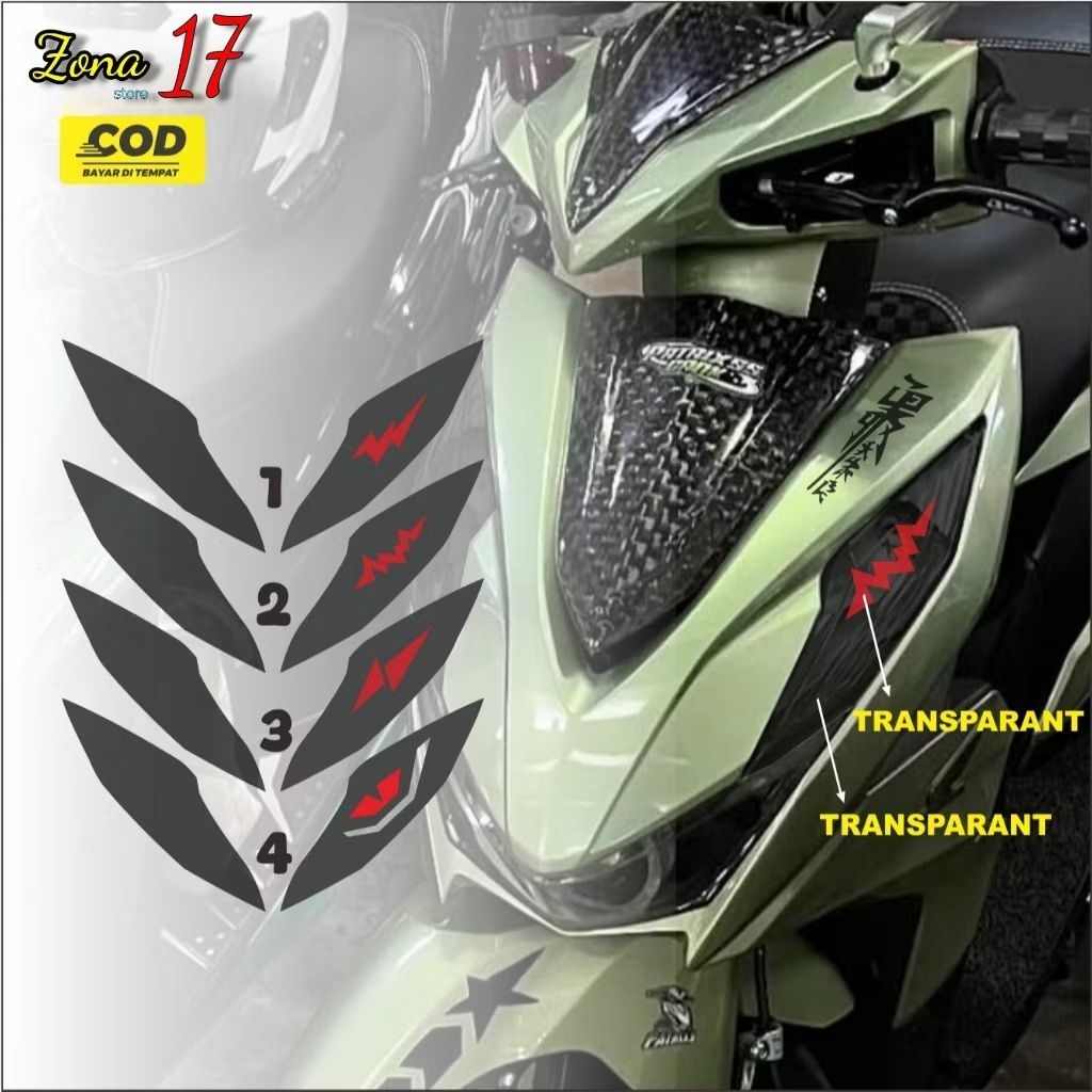 Sticker Lampu Sein Beat Deluxe depan polos bermotif