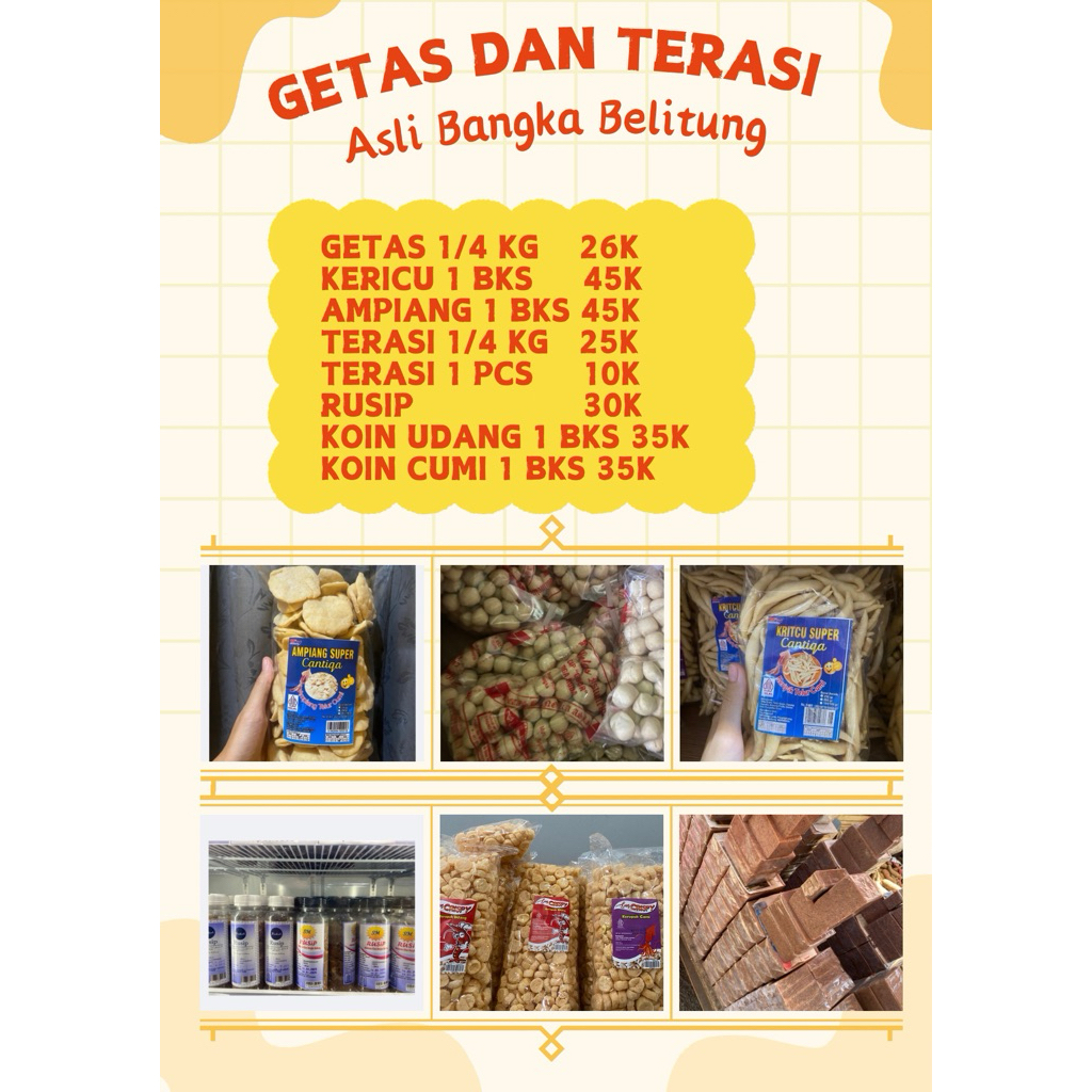 

Paket getas, kericu, terasi