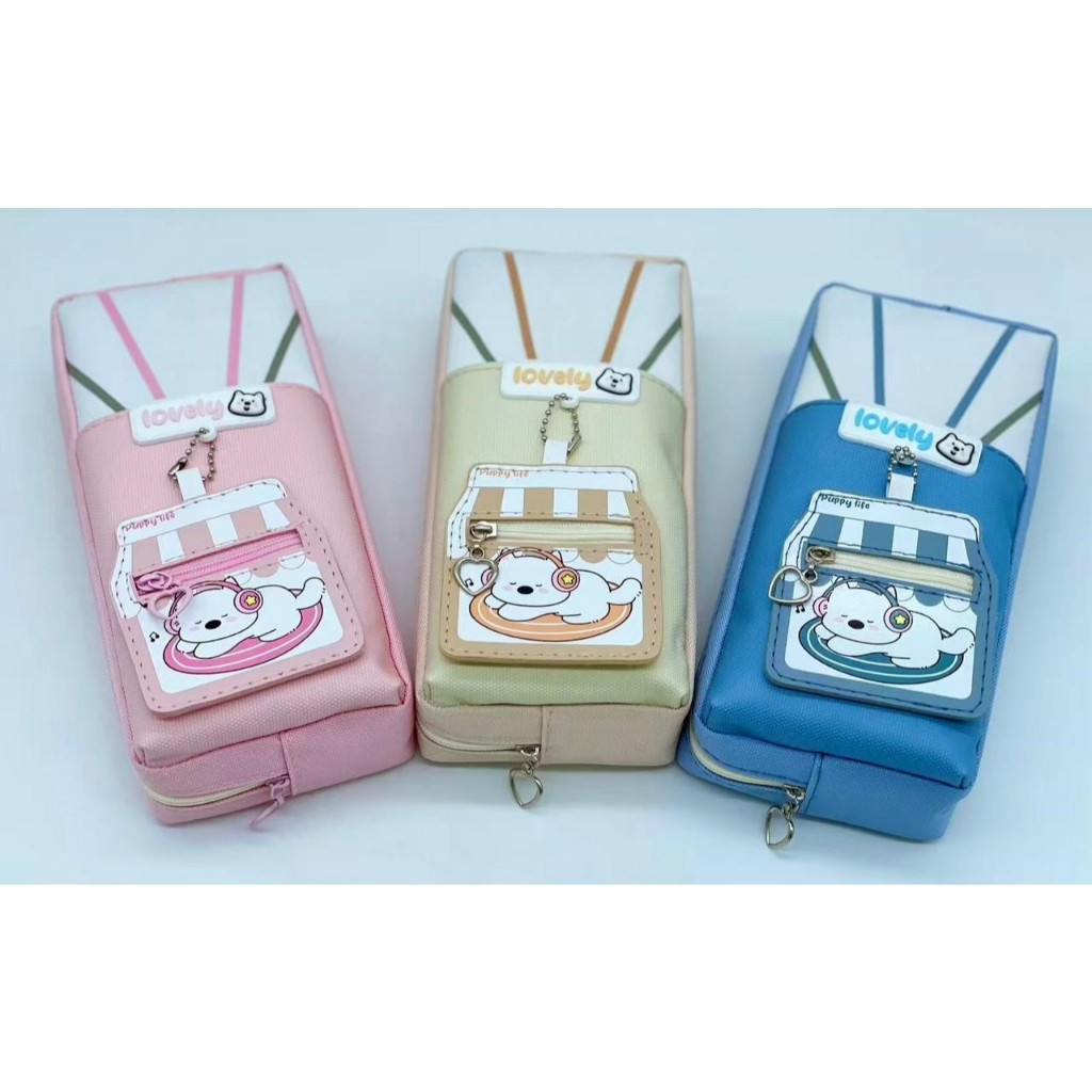 

[ PCS ] Kotak Pensil Kain / Tepak Kain Resleting + Gantungan Lovely / Tepak Pensil Fancy Lovely