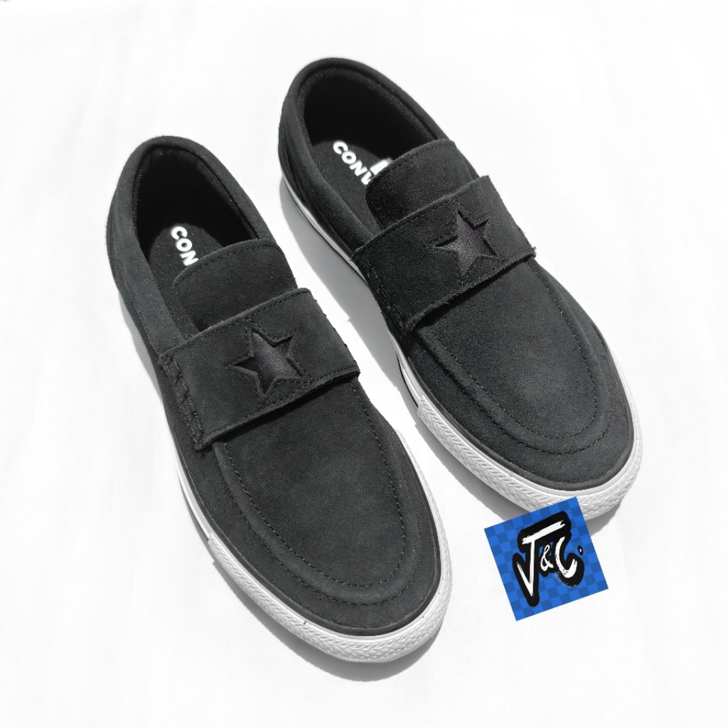 Converse Chuck Taylor All Star Loafer Loafers Suede Canvas Cutout Star Logo Black