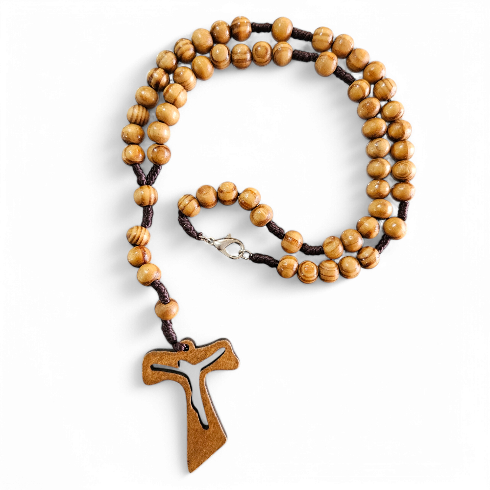 Rosario Kayu Bulat Salib Tao Siluet 8mm