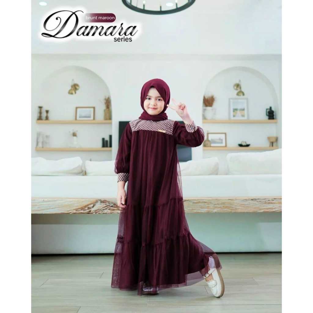 Baju gamis anak damara kids terbaru dan kekinian tampa hijap/pashmina usia 2-10 tahun bahan shakila 
