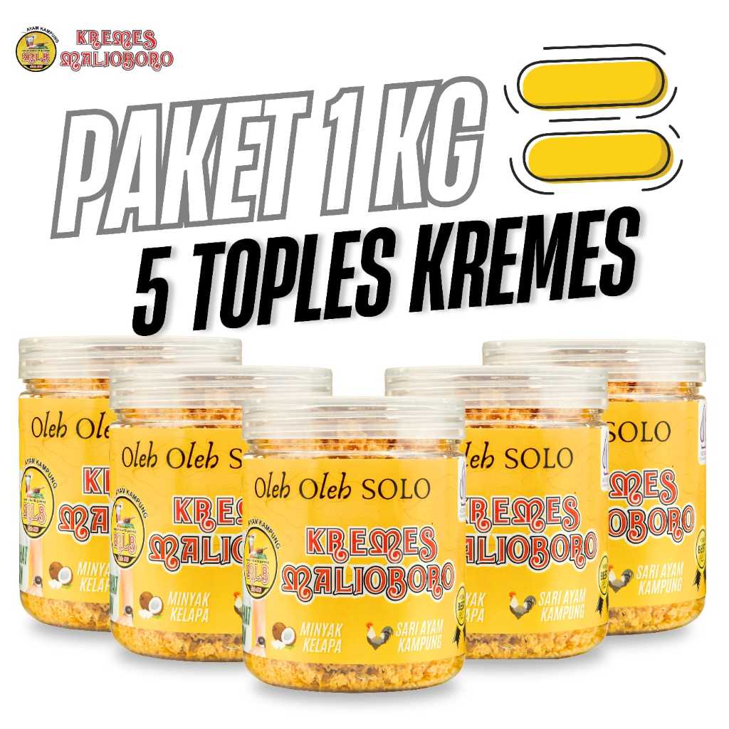 

(Paket 5toples 1kg) Kremes Ayam Malioboro Toples 5pcs Kremesan Ayam Kampung Asli Oleh Oleh Khas Solo