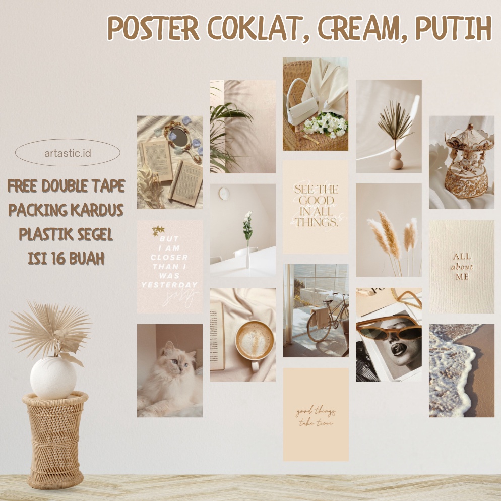 Real Promotion Poster Dinding Aesthetic COKLAT KREM PUTIH  Wall Poster Aesthetic BROWN CREAM WHITE  