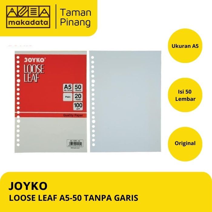 

JOYKO LOOSE LEAF A5 50 TANPA GARIS POLOS / KERTAS PLAIN / ISI KERTAS FILE BINDER (1 PCS)