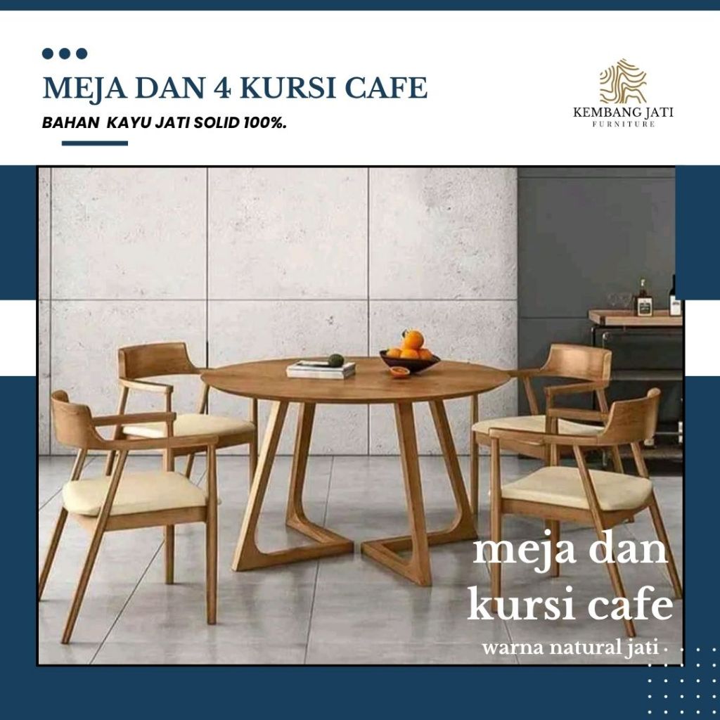 meja dan 4 kursi cafe meja makan kursi cafe jati jepara 100%