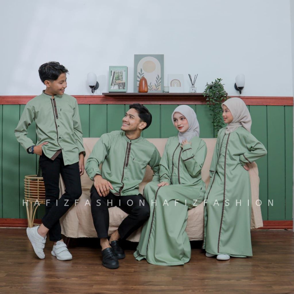 couple muslim lebaran baju koko ayah baju koko anak gamis ibu dan gamis anak couple sarimbit muslim 