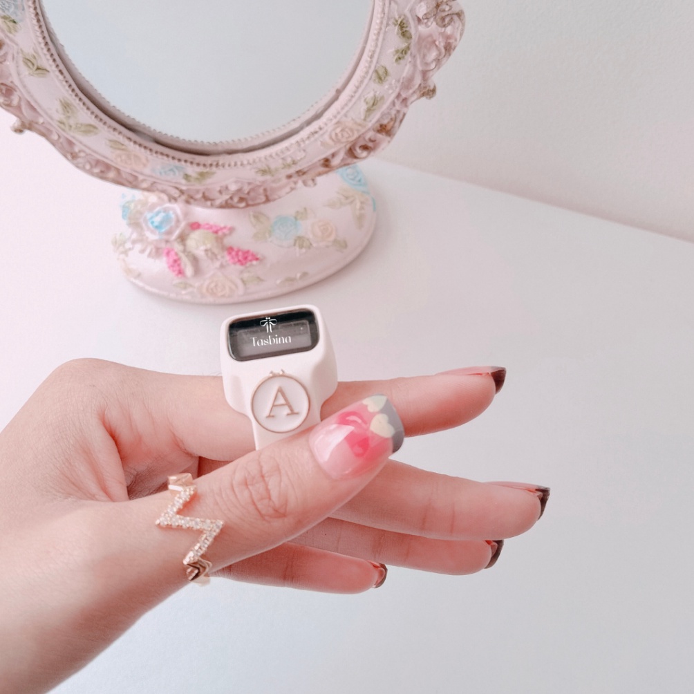 KODE J15R Ring LED Tasbih Digital Cincin Cantik Tombol Inisial Huruf