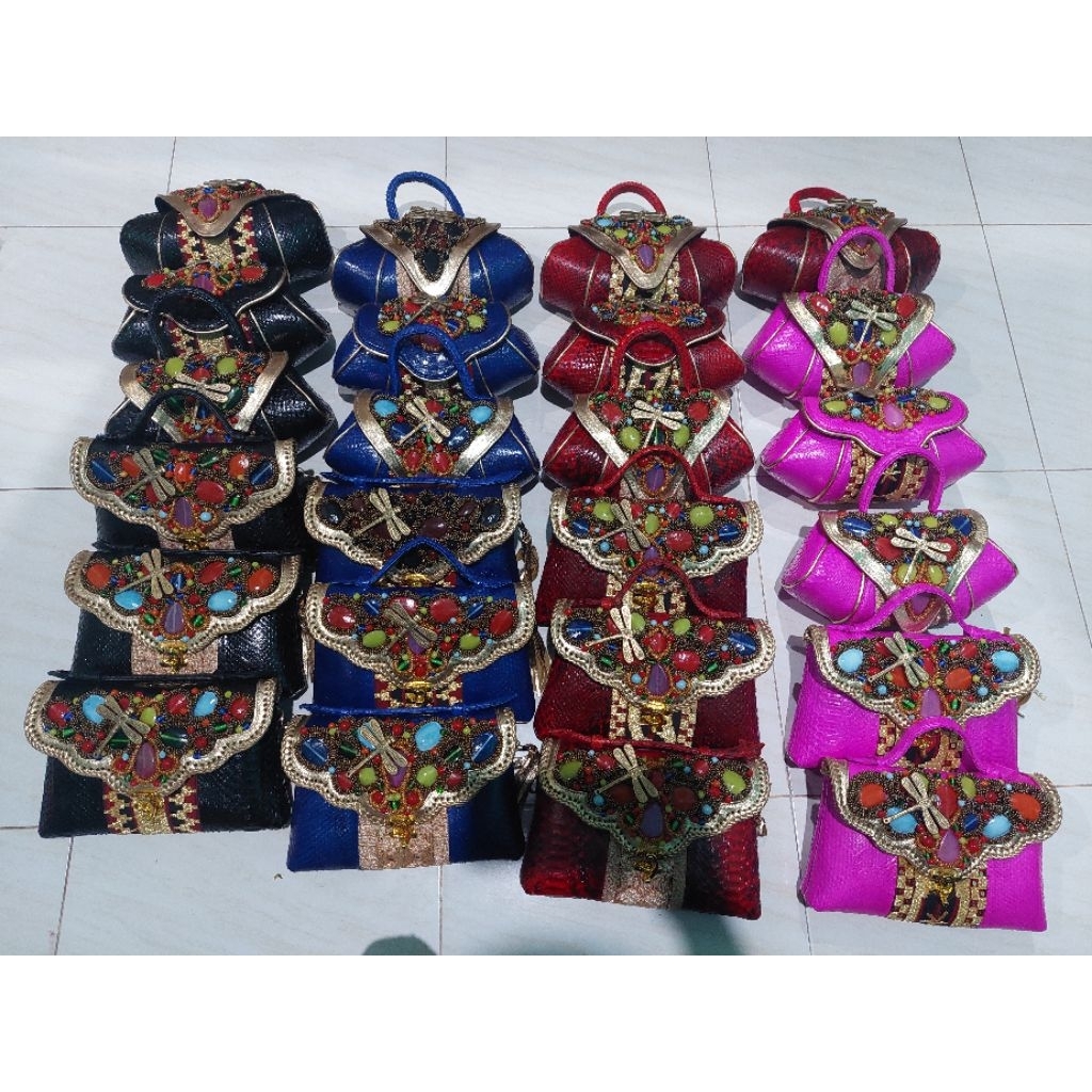 Tas pesta kulit piton mix tapis / tas pesta tapis / tas tapis lampung / clutch tapis / clat tapis /c