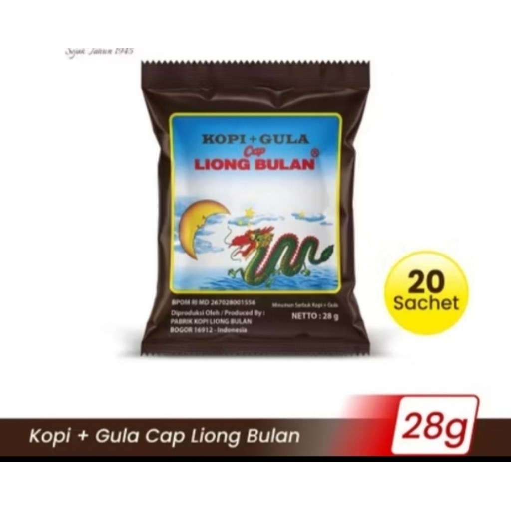 

1 pak kopi liong bulan plus gula 20 sachet x 28 gram