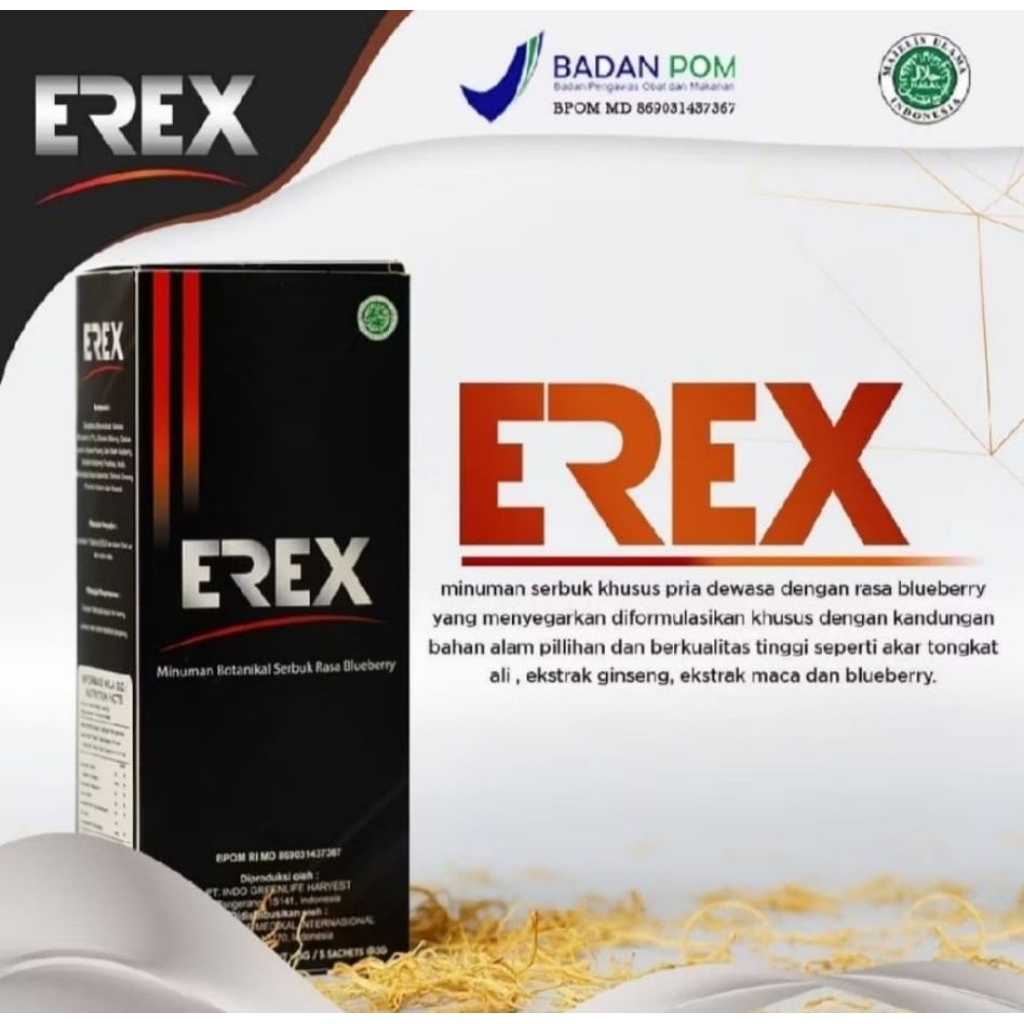 EREX Stamina Pria Minuman Botanical Serbuk Rasa Blueberry - Suplemen Pria Herbal Alami -1 Box Isi 5 