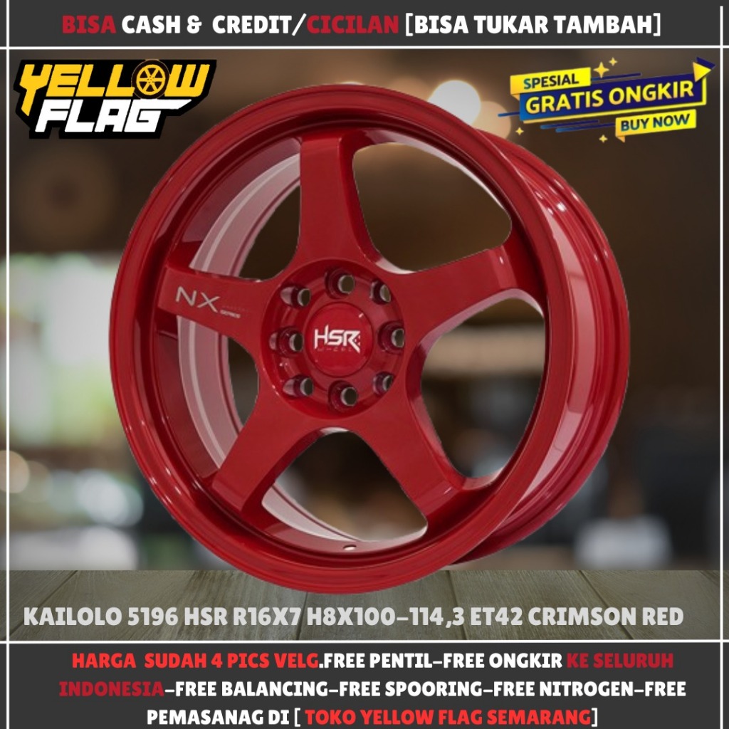 Velg Hsr Kailolo R16 Baut 4 Warna Merah Livina Xenia Mobilio Avega Raize Etios Vinfast Biangao DLL