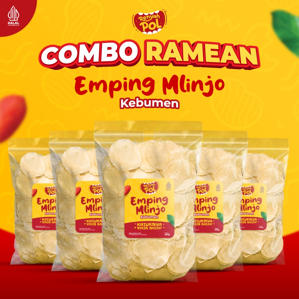 

Paket Ramean Emping Melinjo Kebumen 5 x 500gr Full Kering - Renyahpol / Keripik / Cemilan / Gurih / Renyah