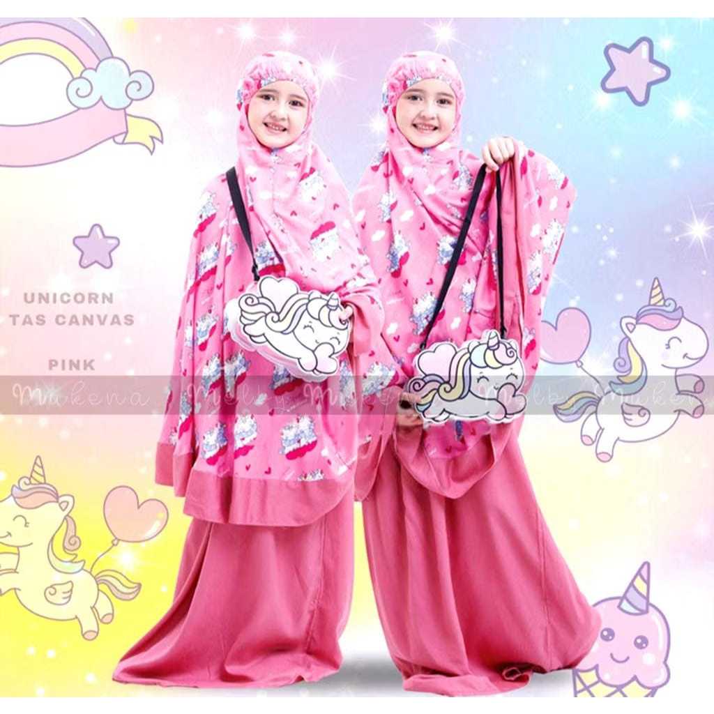 RAMADHAN SALE Mukena anak karakter kuda poni viral // satu set alat sholat motif karakter Unicorn ku
