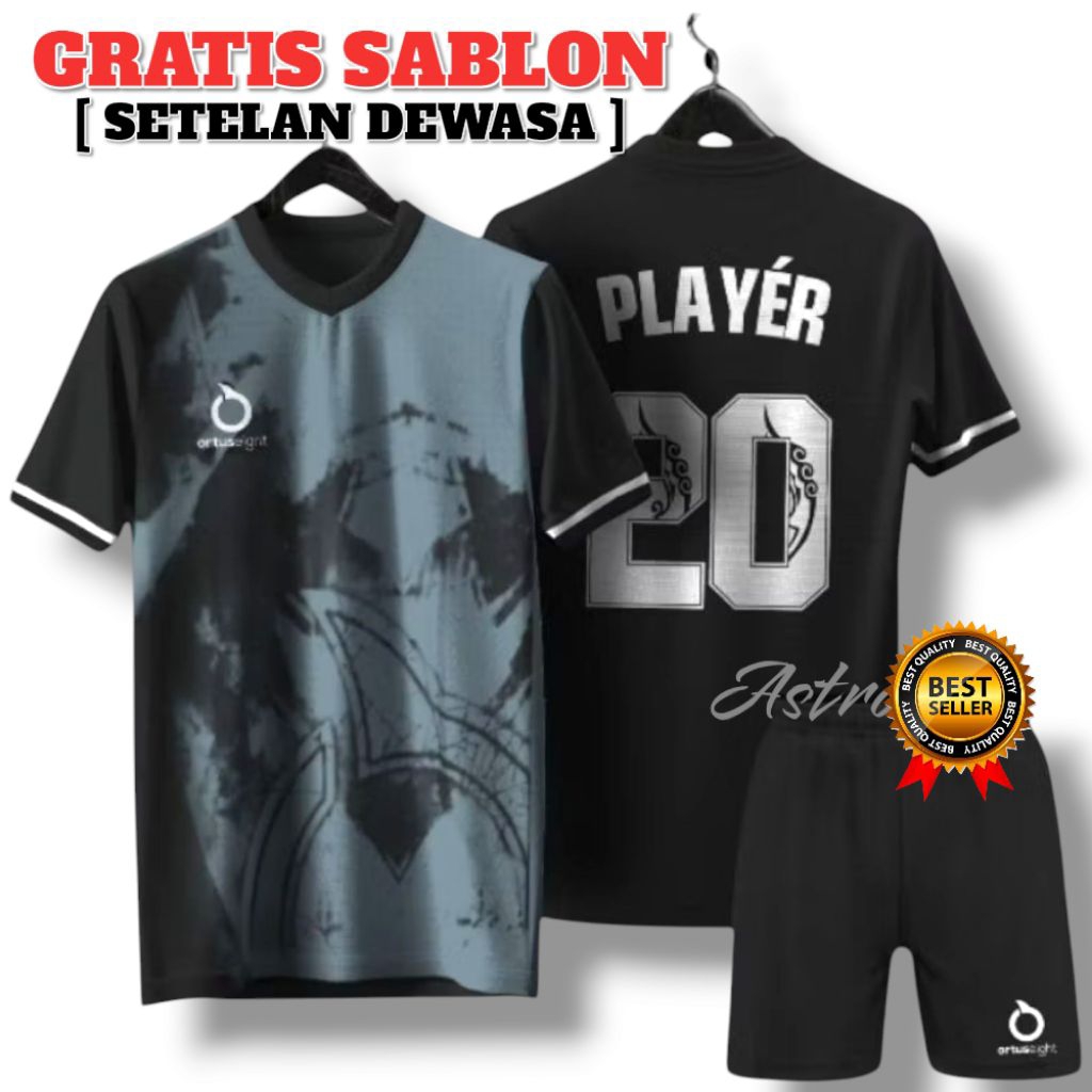 ( SABLON NAMA + NOMOR ) Baju bola sablon nama dan nomor baju futsal, Badminton SET DEWASA cowok dan 