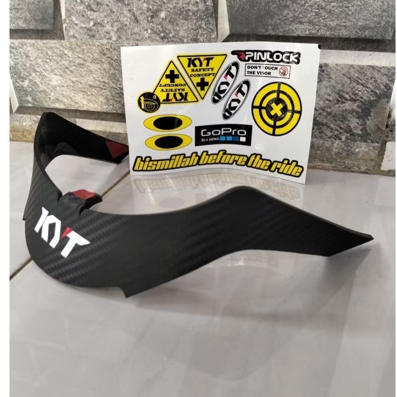 spoiler helm KYT rc7 motif carbone akrilik+stiker visor set