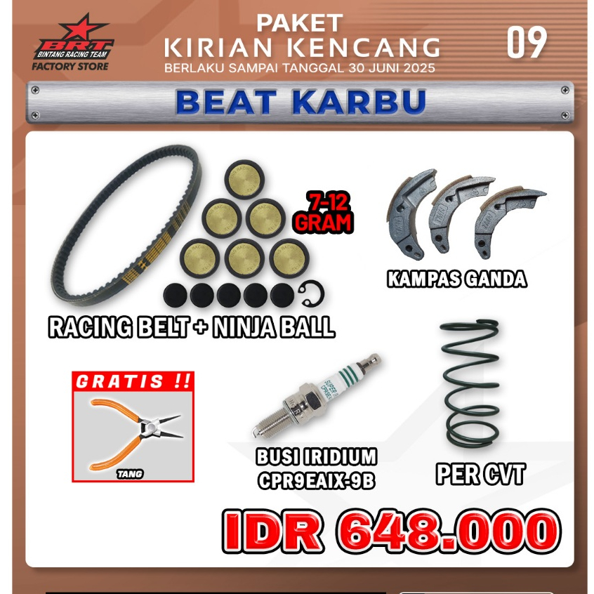 PAKET KIRIAN KENCANG BRT/ BEAT KARBU/ RACING BELT