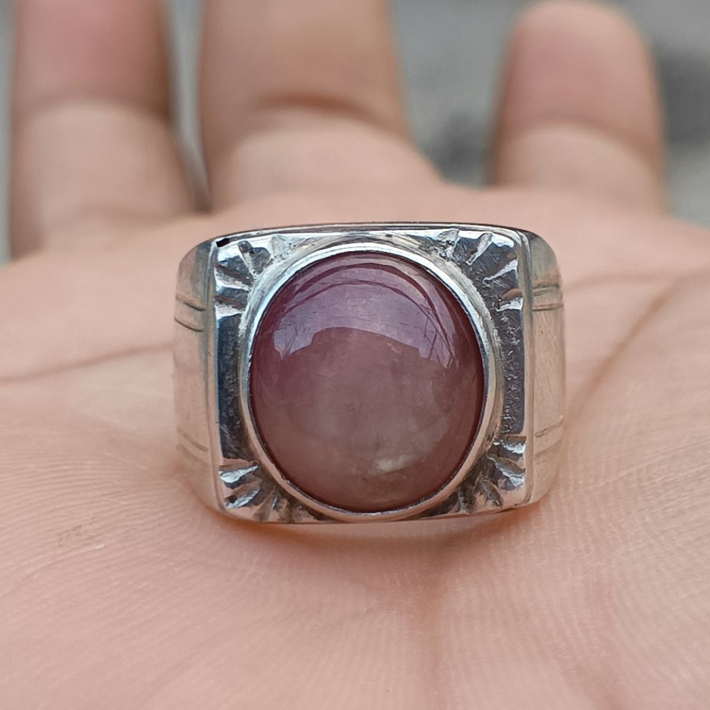 Natural batu Ruby ring perak handmade