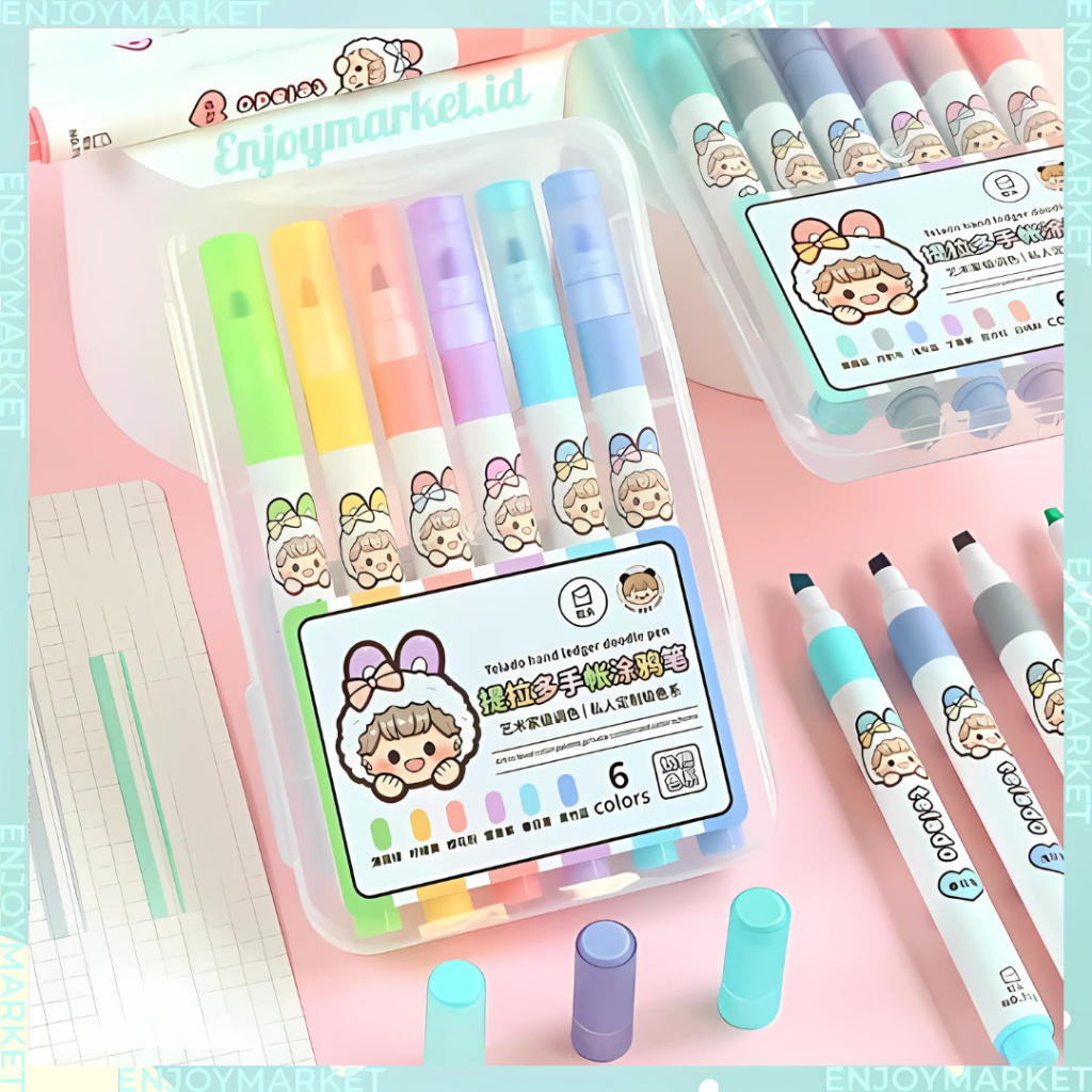 

Stabilo Highliter Edisi Dodogiel 1 Set 6 Warna Pastel Doodle Pen Buat Jurnaling TLD137