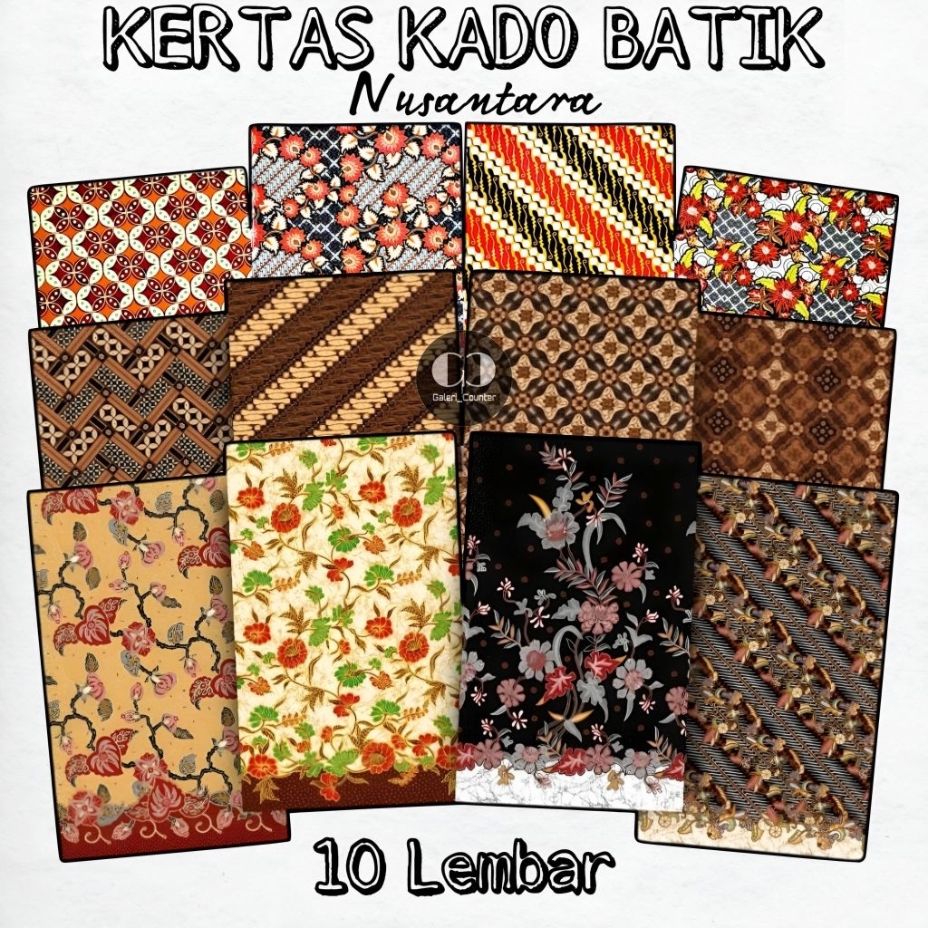 

( 10 Lembar ) Kertas Kado Kiky Motif Batik Nusantara Modern