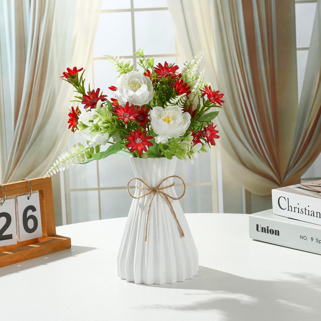 Set Vas Bunga Plastic Aesthetic Bunga Hias Plastik Bunga Hiasan Ruang Tamu Bunga Hiasan Meja Makan