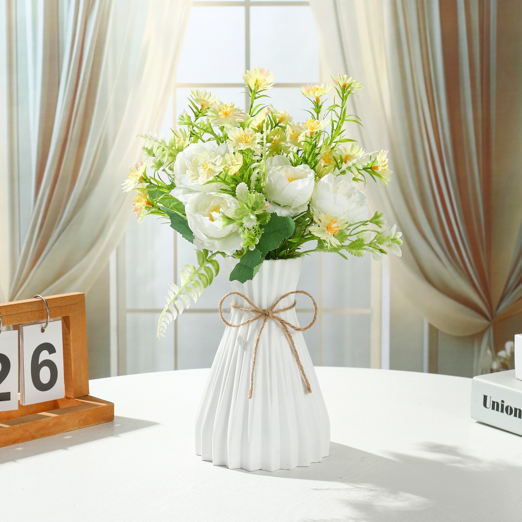 Set Vas Bunga Plastic Aesthetic Bunga Hias Plastik Bunga Hiasan Ruang Tamu Bunga Hiasan Meja Makan