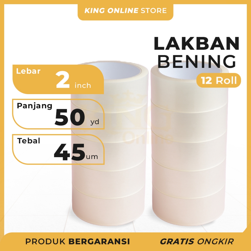 

12 Pcs FLASH SALE Lakban Bening 48 MM x 50 Yard 2 slop Kuat tebal / Plakban white clear ONLINE TAPE