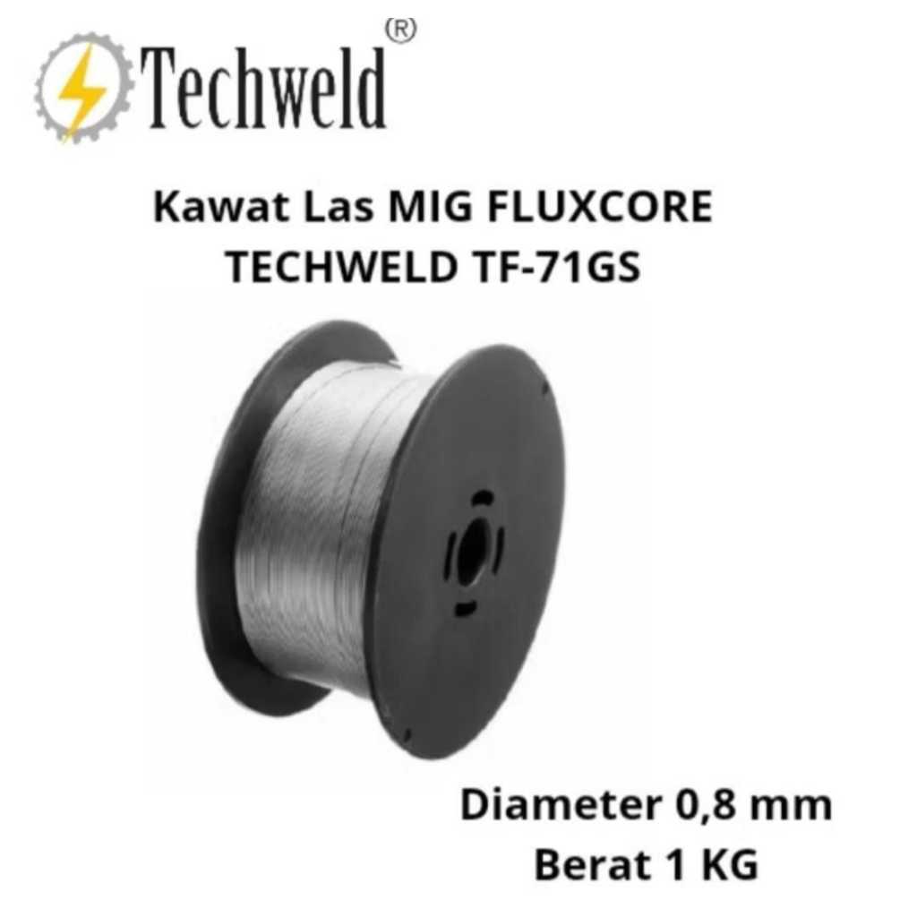 Kawat Las Mig Flux Core 0,8mm TECHWELD/Kawat Las Rol TECHWELD 0,8mm Berat 1 kg 100% ORIGINAL