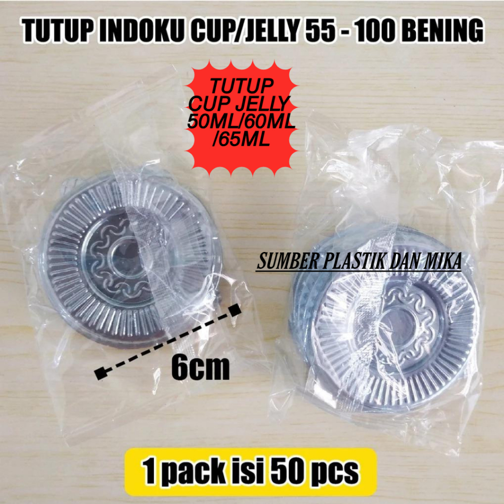 [ isi 50 pcs ] Tutup gelas bening cup ice cream agar jelly es krim ukuran 50ml & 65ml / Tutup Belimb