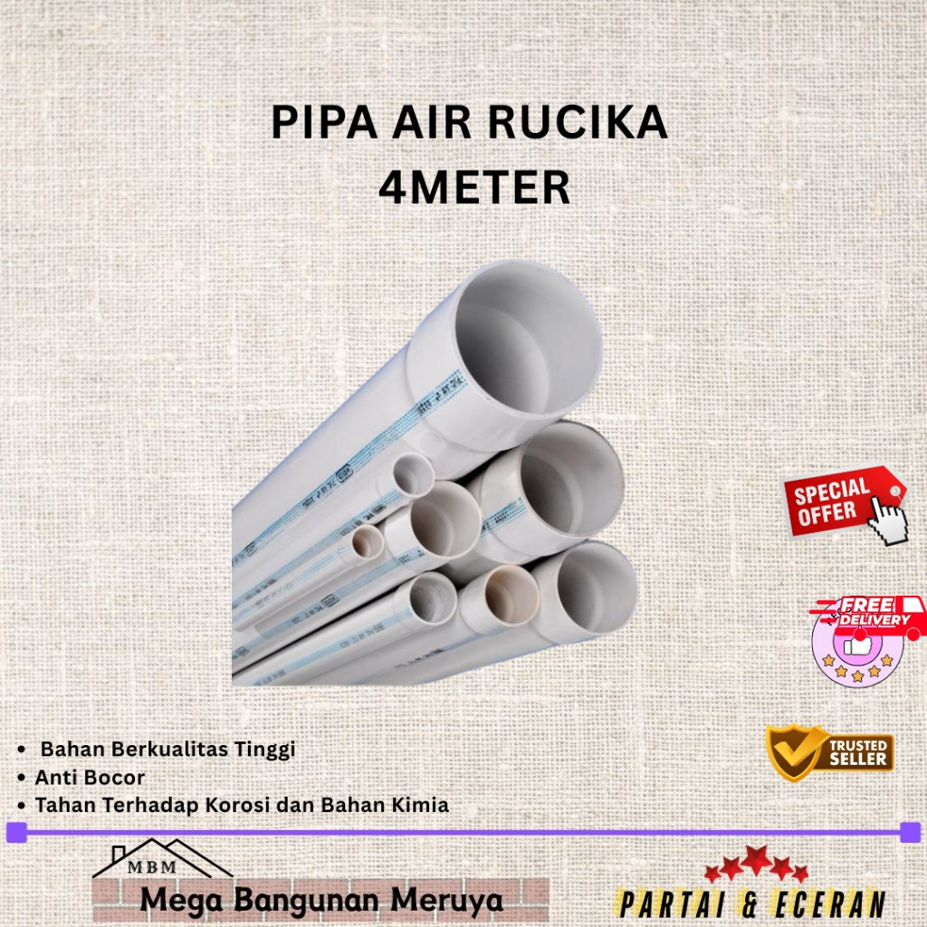 Pipa Rucika AW 6 Inch Garis Biru 4 Meter