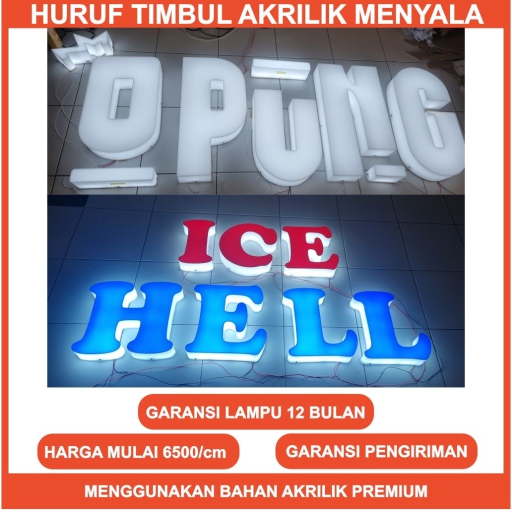 Huruf Timbul Akrilik Menyala