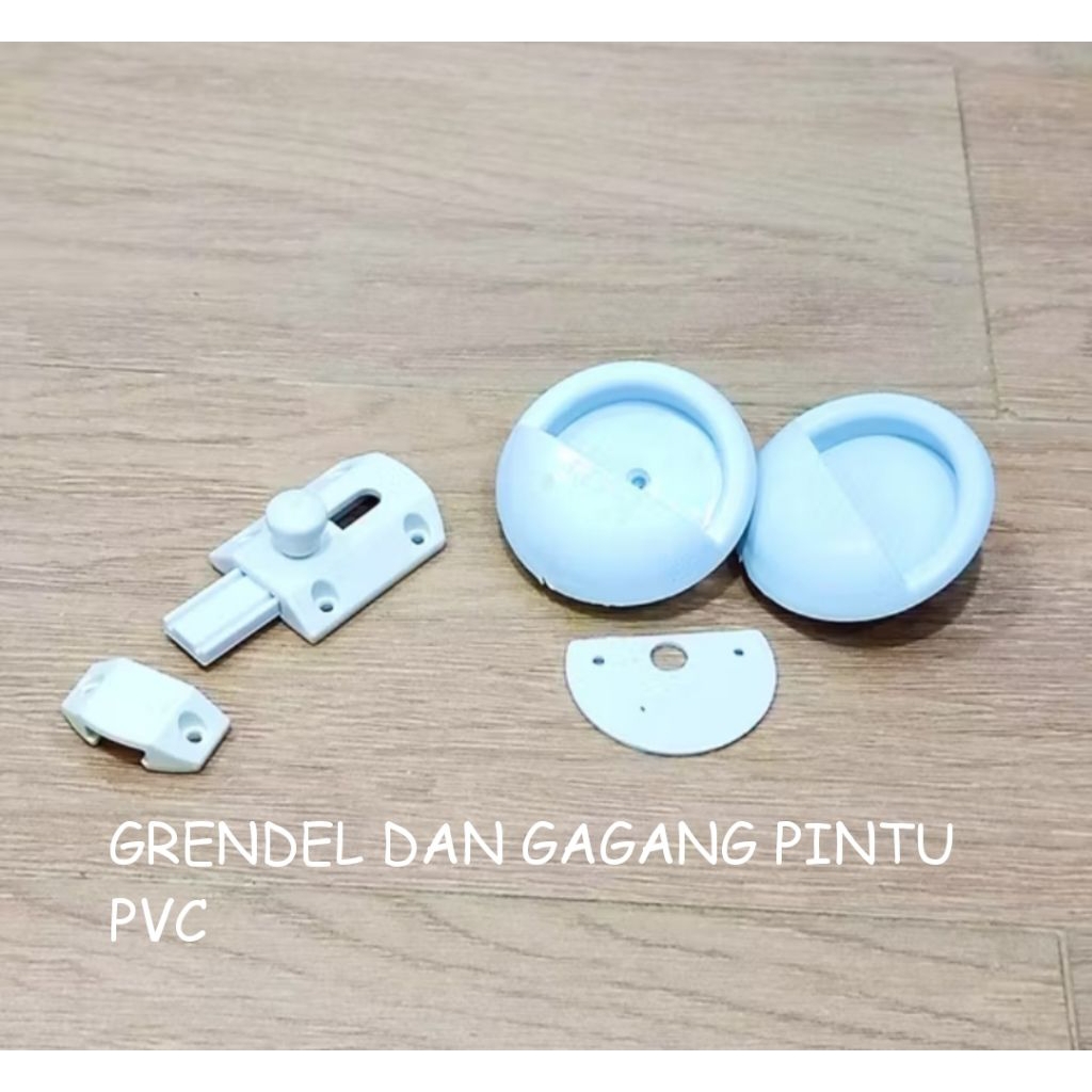KUNCI GRENDEL SLOT PINTU PVC DAN TARIKAN GAGANG PINTU KAMAR MANDI PVC