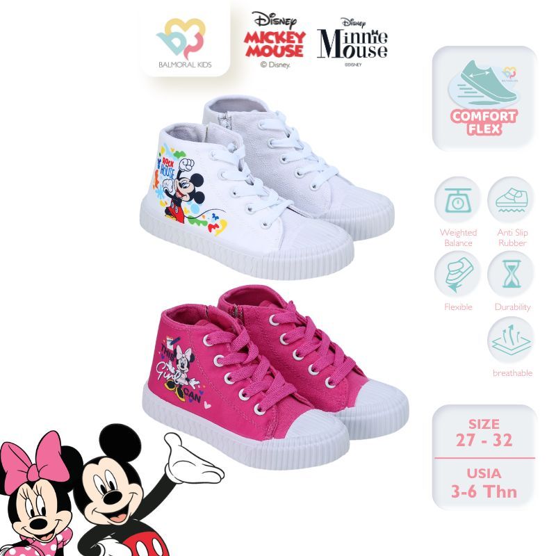 Balmoral Kids Sepatu High Sneakers Disney Usia 4 - 6,5 Tahun MN/MC-MKH03/04