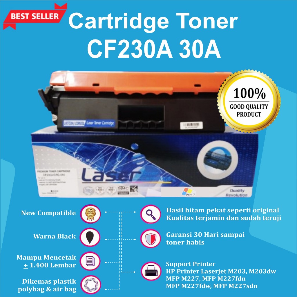 Toner Cartridge Compatible Cf230A 30A Printer HP M203 M227 - New Chip