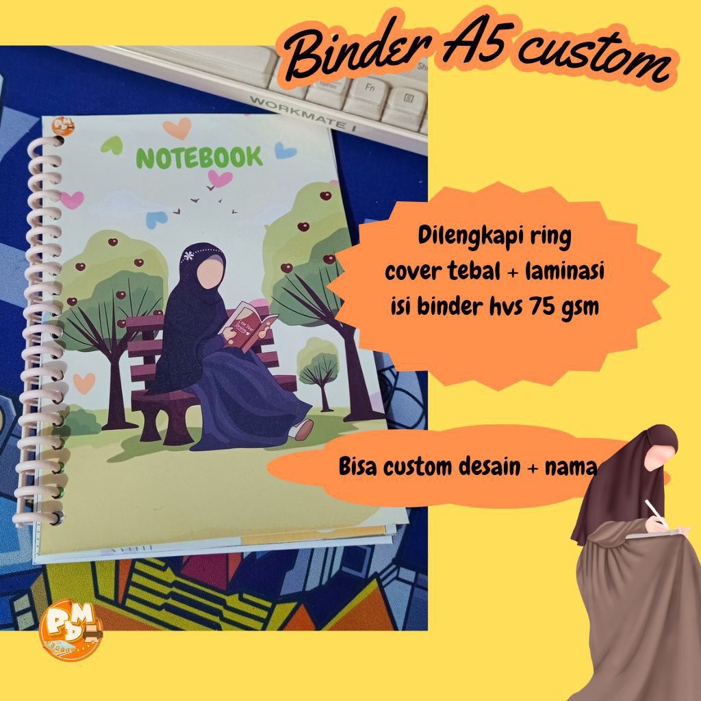 

Binder A5 Custom Desain & Nama – Notebook Ring Cover Tebal Laminasi