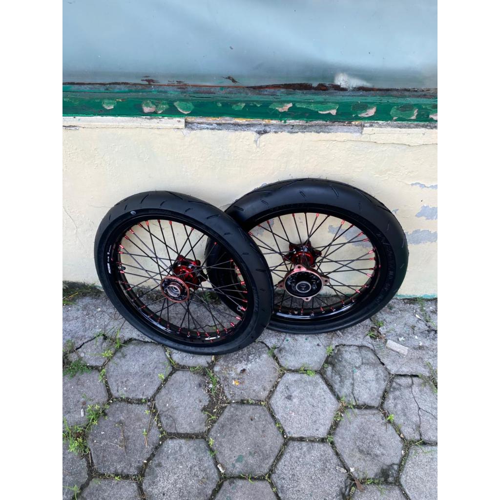 WHEELSET SUREX KLX CRF BAN PRIMAX BARU RING 17 VELG ROSSI UKUR 160/185 PNP D-TRACKER