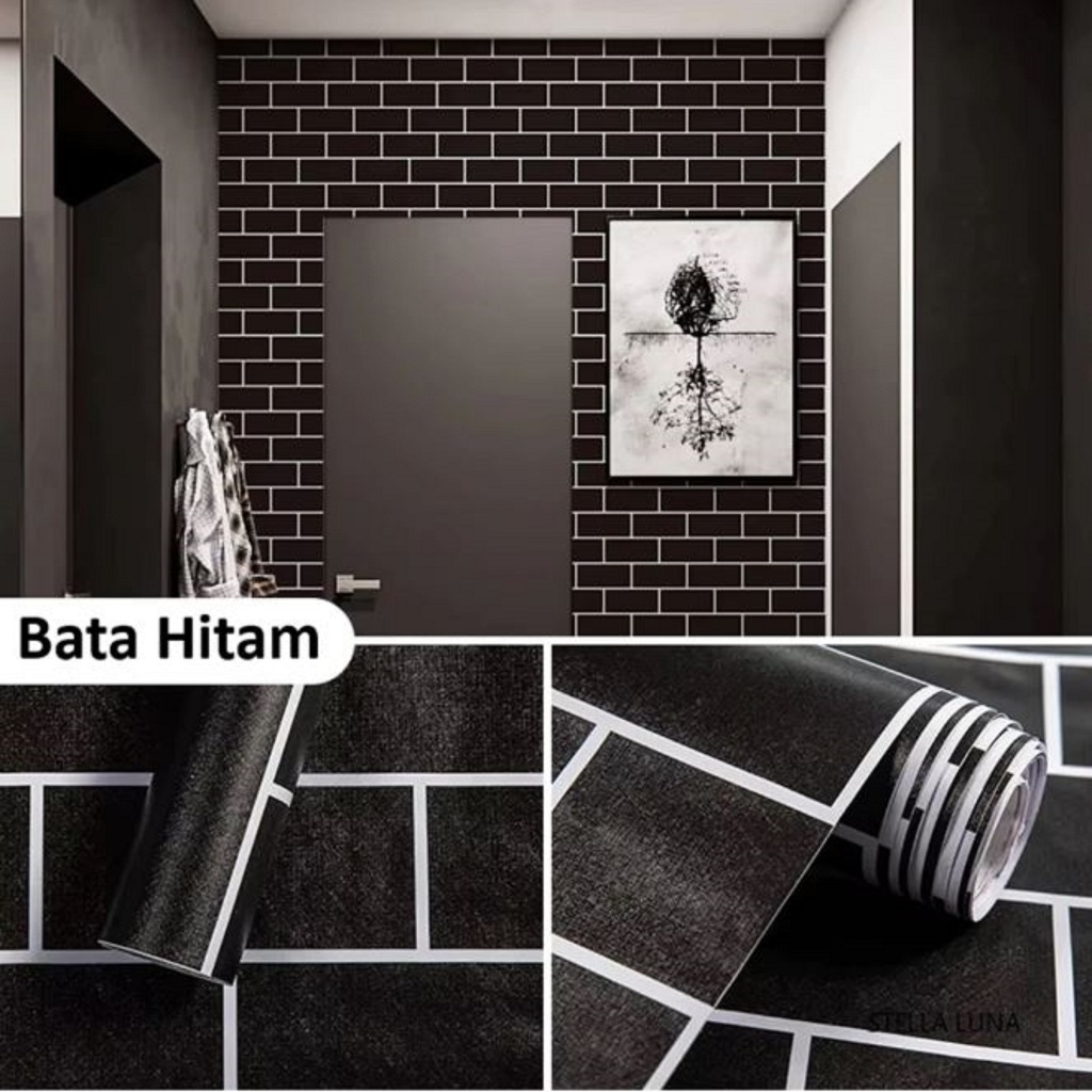 Wallpaper Dinding Stiker Roll 45cm x ±8-10 Meter Brick Motif Batu Bata Wallpaper Sticker Wallsticker