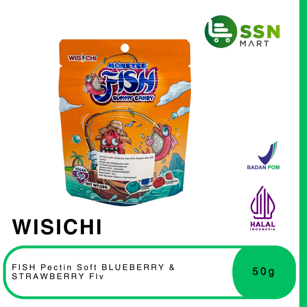 

SSNMart Wisichi FISH Pectin Soft BLUEBERRY & STRAWBERRY Flv 50g