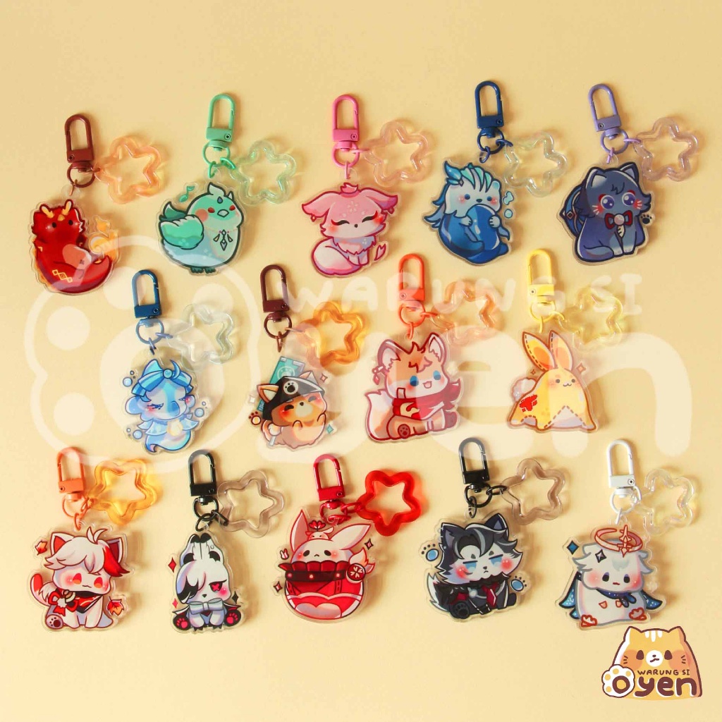 Genshin Impact Pets Acrylic Keychain (Zhongli, Scaramouche, Paimon, Yae Miko, Yaoyao, Xiao, Childe, 