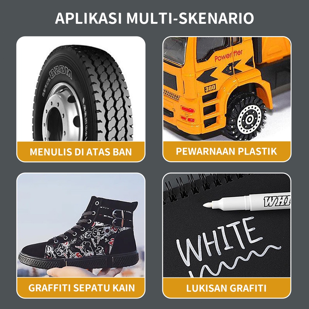 

D3W! ALTERNOX 12PCS Spidol Putih Cat Permanen Cat Permanen Minyak Cepat Kering Pena Graffiti Tahan