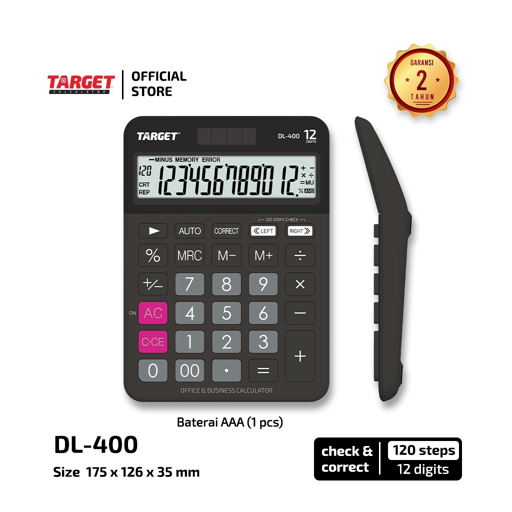 

KALKULATOR TARGET DL-400 CHECK & CORRECT 12 DIGITS