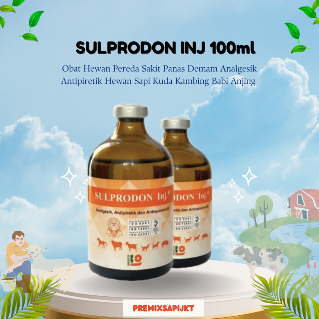 NEW SULPRODON INJ 100ml - Obat Hewan Pereda Sakit Panas Demam Analgesik Antipiretik Hewan Sapi Kuda 
