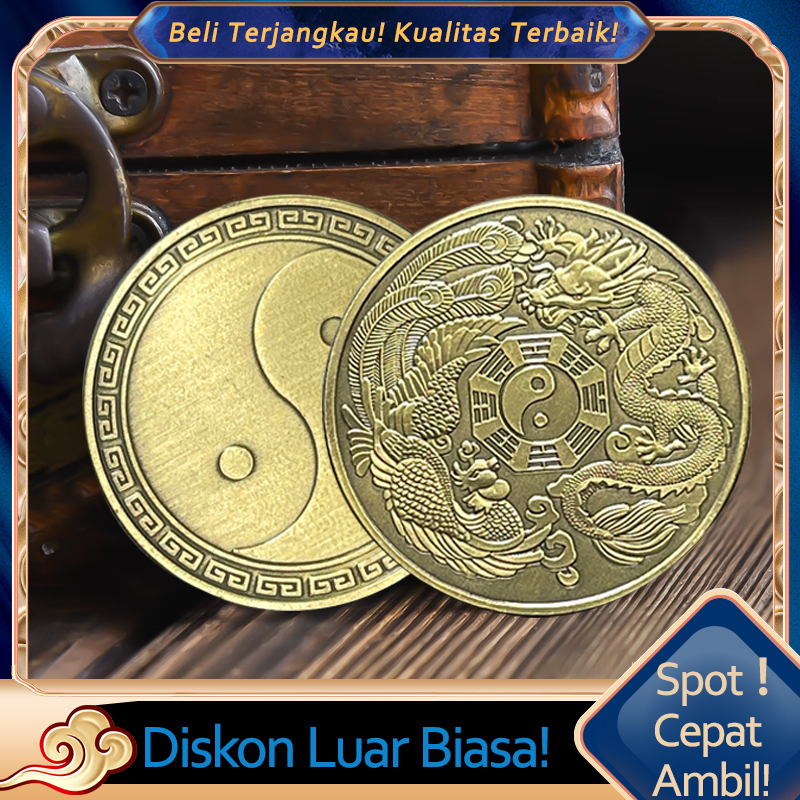 Koin Kuno Naga Phoenix 4cm Koin Bagua Fengshui