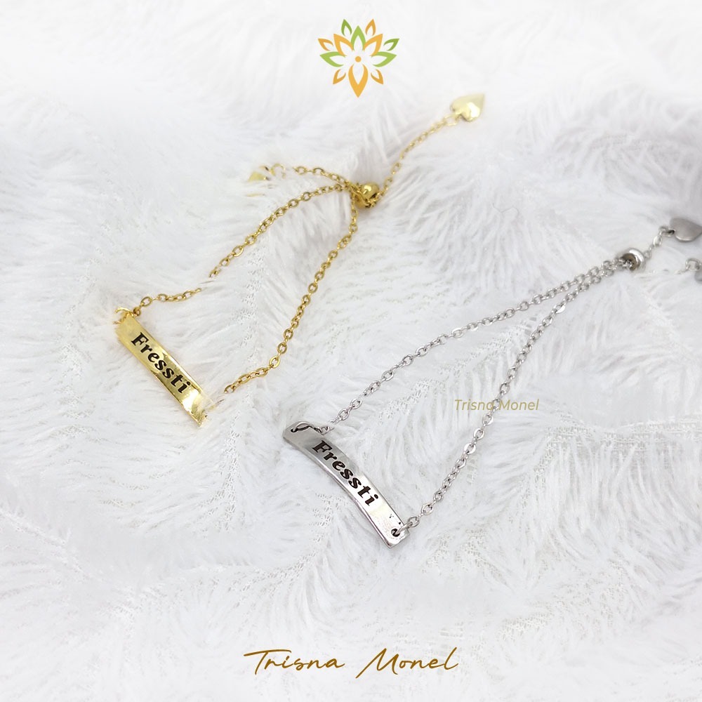 MURAH  GELANG UKIR NAMA MOTIF SERUT PLAT KOTAK