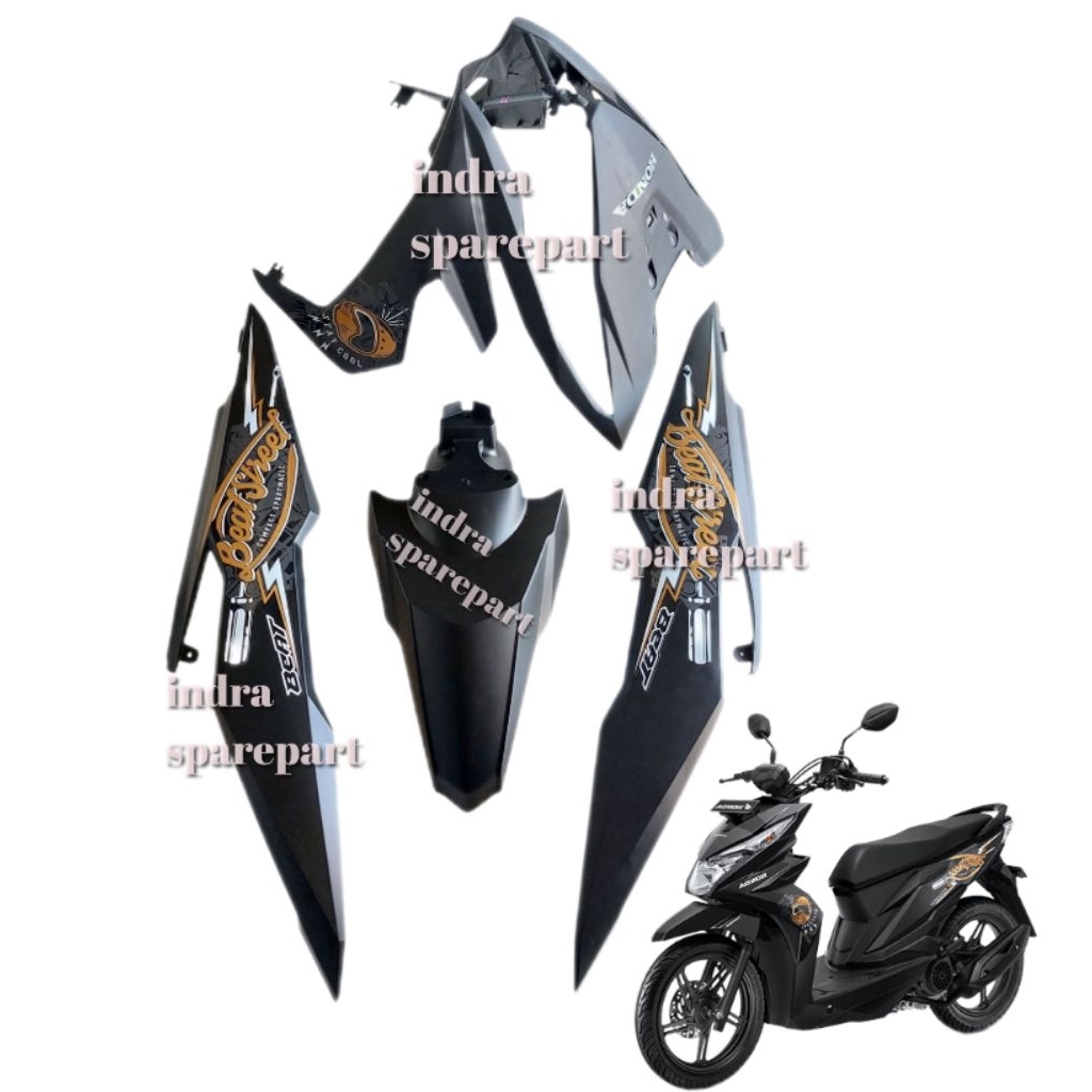 Full Body Halus Honda Beat Street 2017 2018 2019 Hitam Doff Plus Stiker Striping