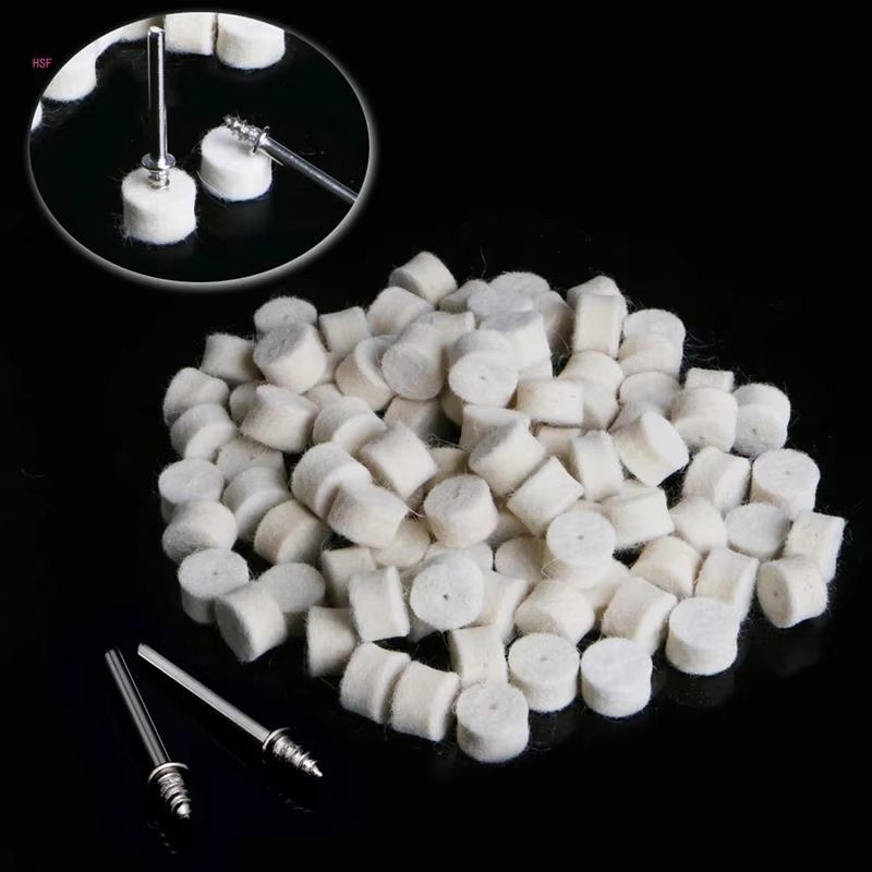 Pad Wool Poles Wool Polishing Pad 13mm + 2 Shank Pad Poles Bahan Wol Felt