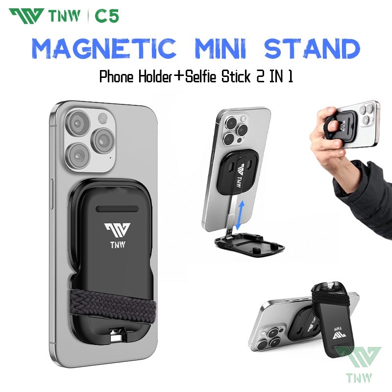 TNW C5 Mini Selfie Stick Magnetic Phone Holder Folding Stand HP Multifunctional Stand Live Streaming