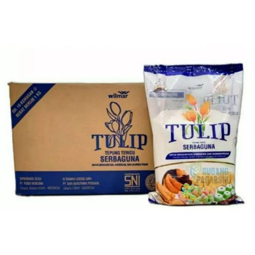 

TEPUNG TERIGU SERBAGUNA TULIP DUS/KARTON ISI 10PCS@1KG